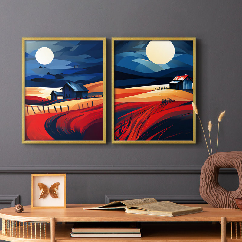 «LANDSCAPES Series CXIV», reproduction encadrée de qualité supérieure - prête à être accrochée - aucun clou requis - aucun clou requis