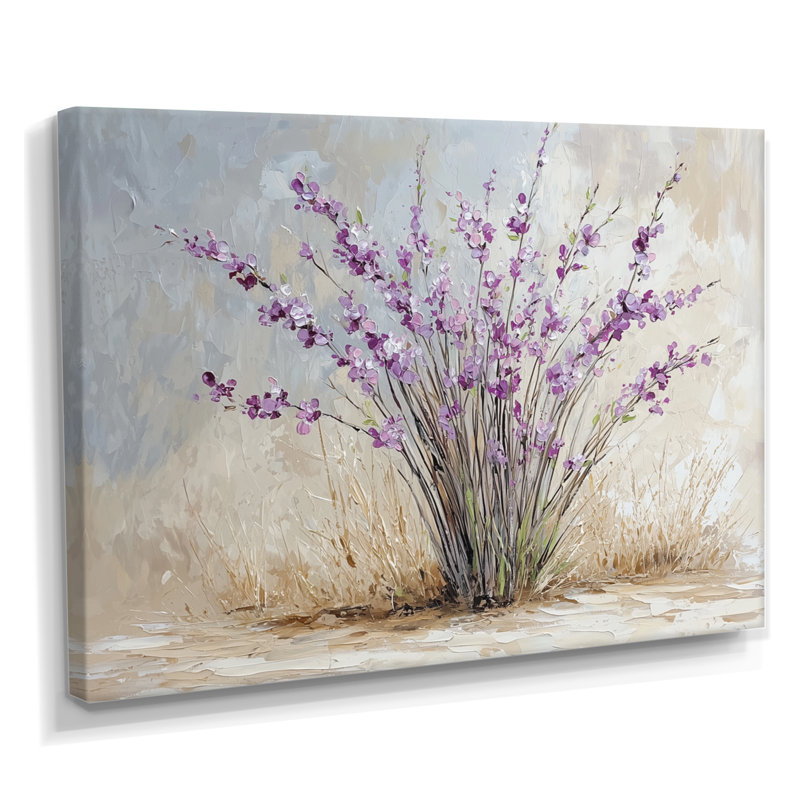 Bouquet de lavande minimaliste - art mural lavande, Ne s’applique pas, H 24 po x l 32 po, Toile tendue