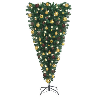 Arbre de Noël artificiel à l'envers avec lumières DEL et boule VidaXL