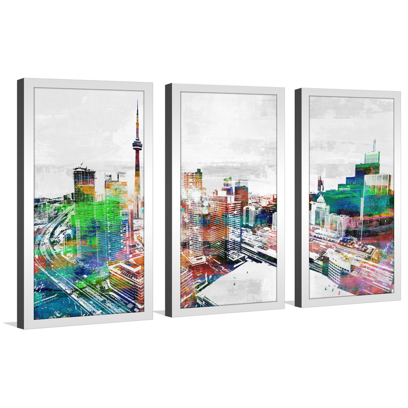 Toronto City View III, impression d’art graphique à multiples images encadrées, H 25,5 po x l 40,5 po x P 1 po