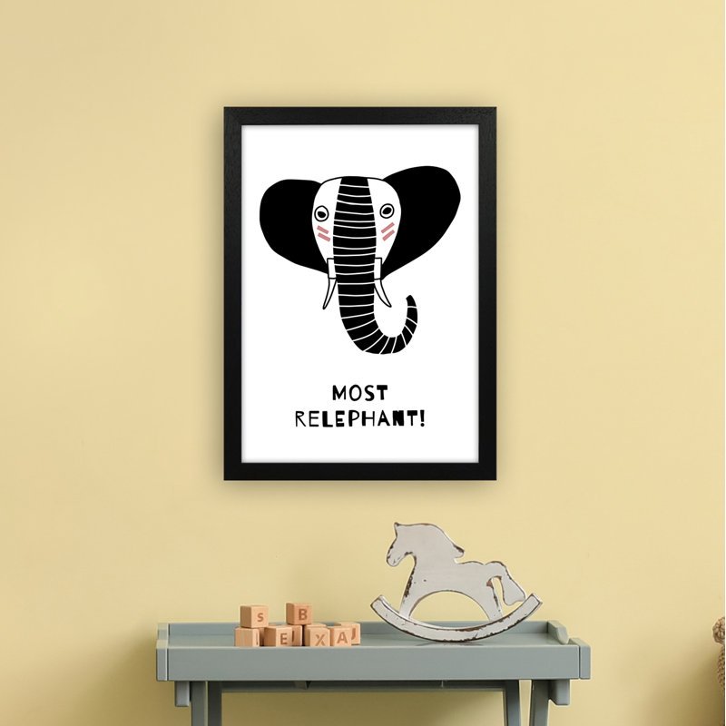 Elephant by Miniofmine - Print, 46cm H x 34cm W x 3cm D, Brown Framed
