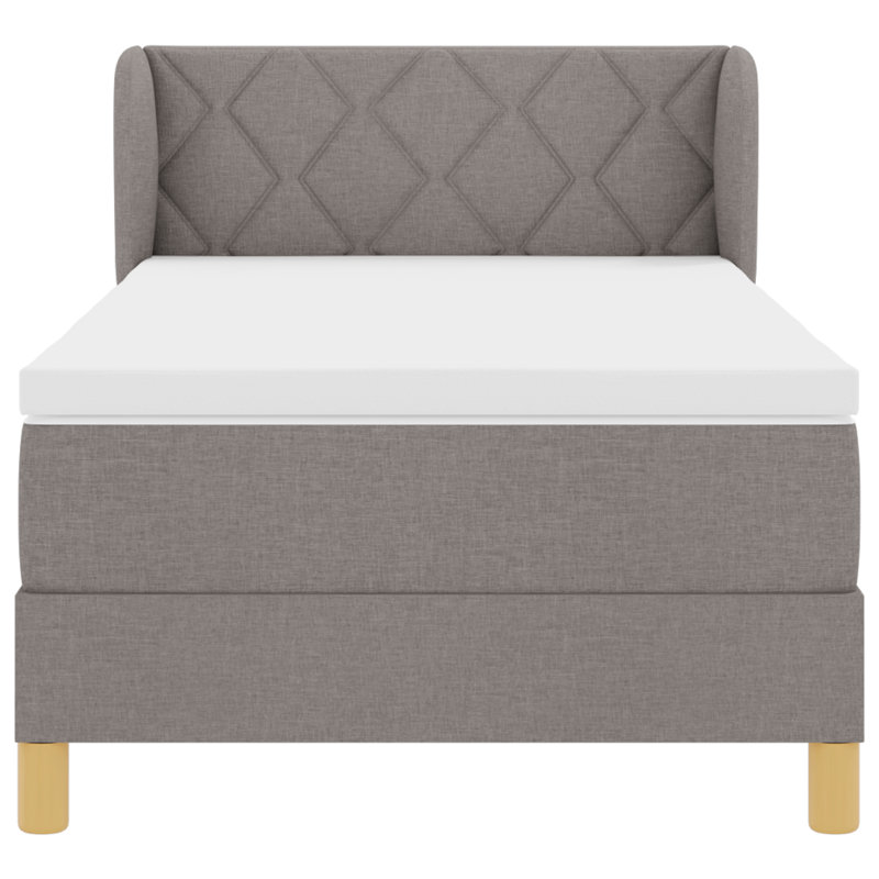 Box Spring Bed With Mattress - Fabric, 100 x 200cm, Taupe