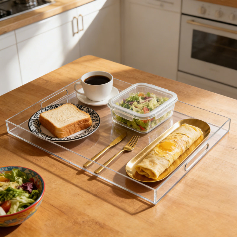 Acrylic Serving Tray, 1.97" H x 18.9" W x 18.9" D