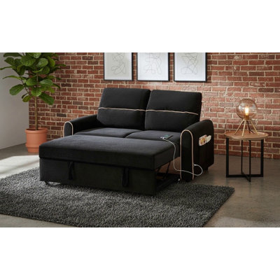 Chenille Pull Out Sofa Bed, 58-Inch Convertible Sleeper With Adjustable Backrest And Side Pockets, Perfect For Small Spaces And Guest Accommodation