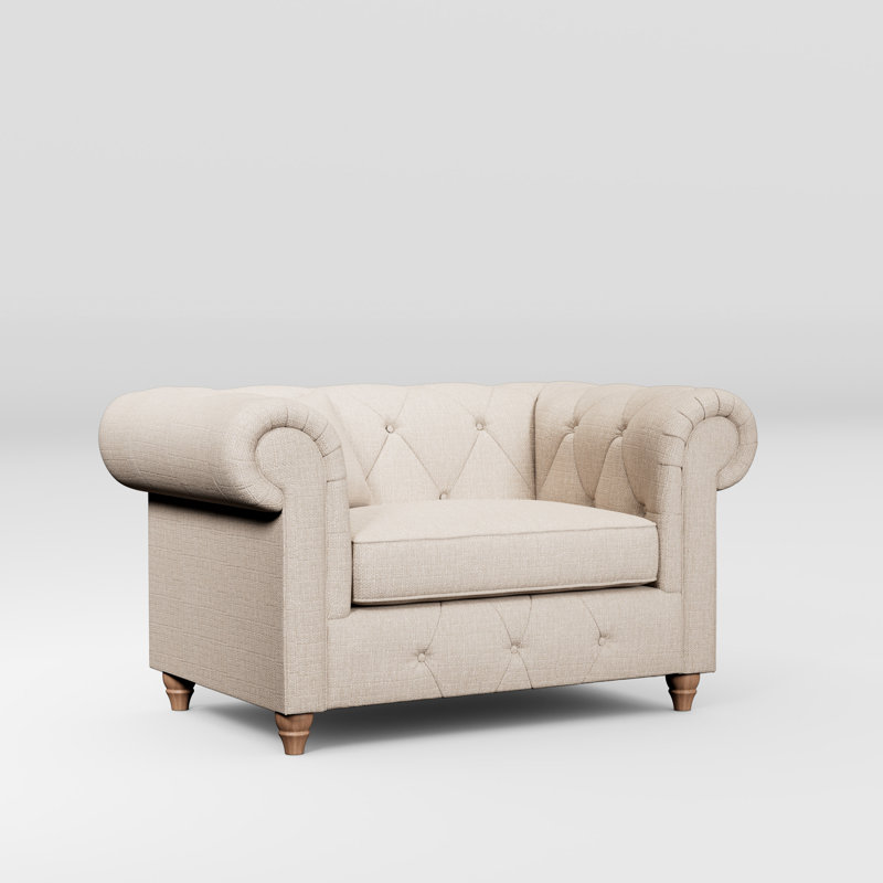 Ellrich Upholstered Chair And A Half, Walnut, Oyster