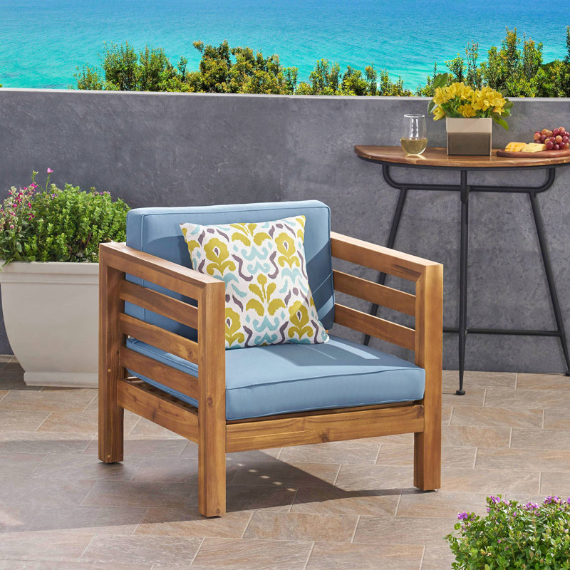 Club Chair, Blue, Teak