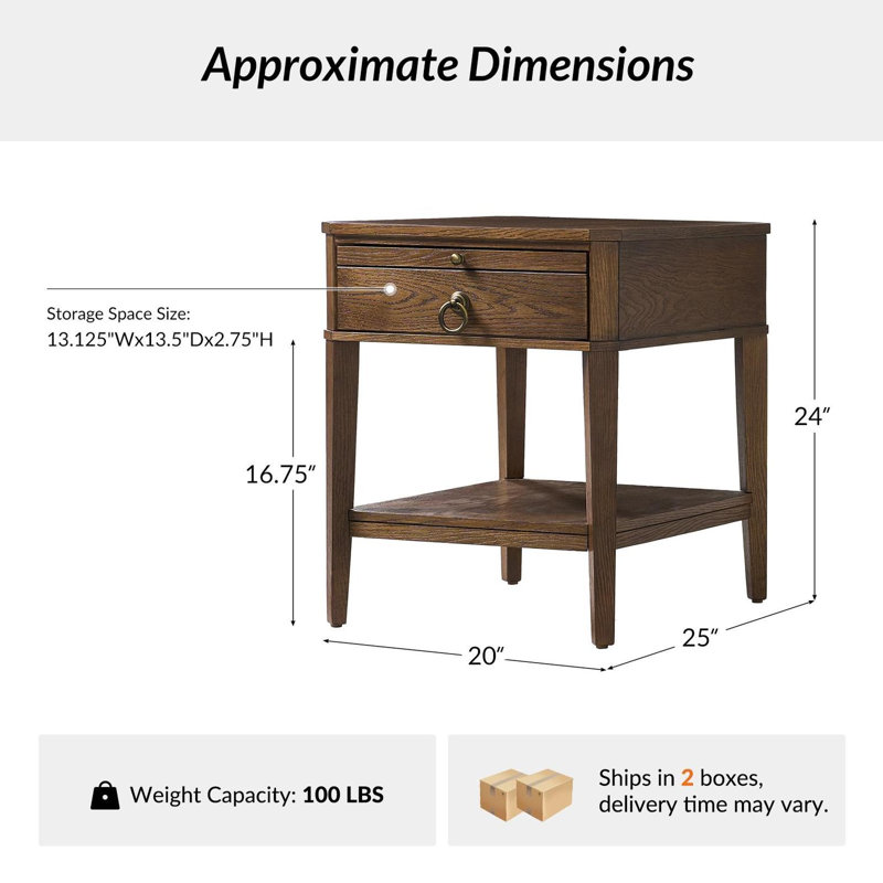 Ensemble de 2 tables de bout en bois massif avec fonction de charge intégrée Country Saphoria, Noyer