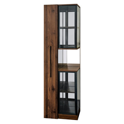 70" Display Cabinet With Glass Doors And Lights, With Multi-Functional Pull-Out Multi-Tier Storage Shelf , Wooden Display Storage Cabinets, Sideboard