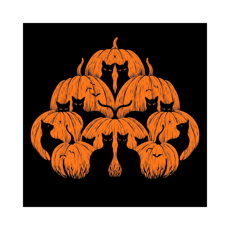 «Pumpkin Cat», reproduction d'art sur toile tendue