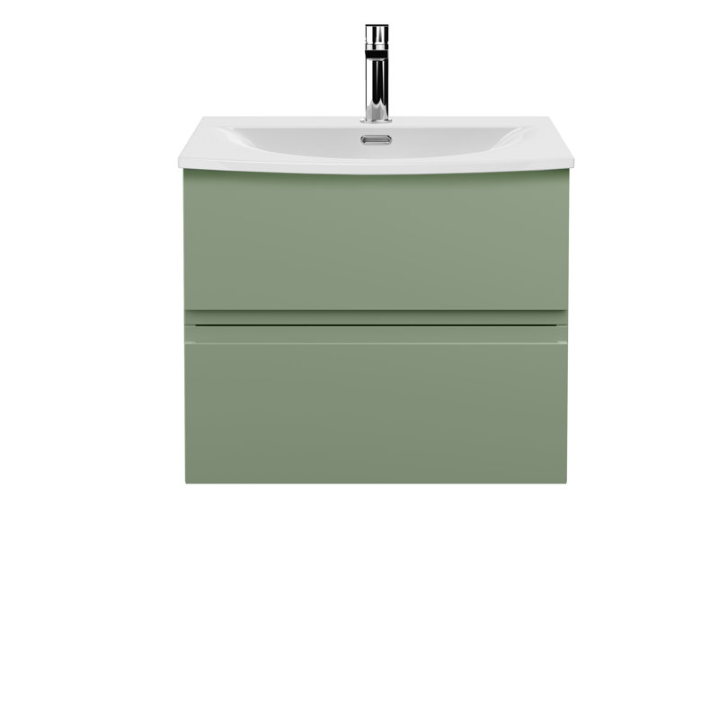 Urban 610mm Single Bathroom Vanity with Integrated Vitreous China Basin, Green