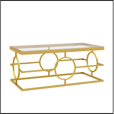 Glass Coffee Table with Metal Frame