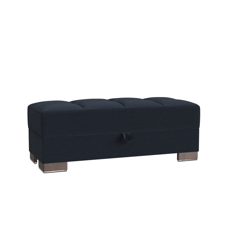 Repose-pieds rembourré avec rangement Primenest, Chenille bleu foncé