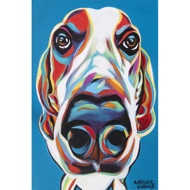 Nosey Dog I - Wrapped Canvas Painting, 122cm H x 81cm W, Black Floater Framed