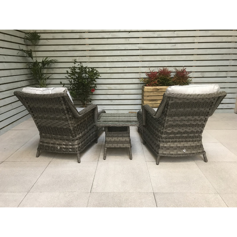 Mary 2 Seater Rattan Conversation Set, Grey, Grey