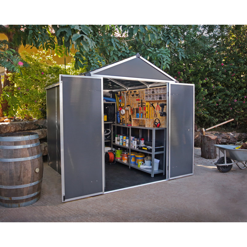 Palram - Canopia Rubicon 6 ft. W x 7.5 ft. D Weather-Resistant Polycarbonate Outdoor Storage Shed for Garden, Backyard & Tools