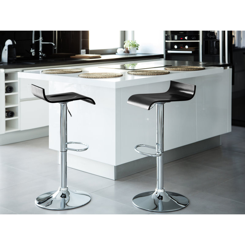 Wora Adjustable Height Counter Stool, Black, Silver