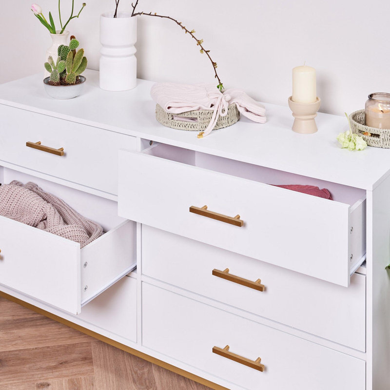 Agna 140 cm W Chest of 6 Drawers, White