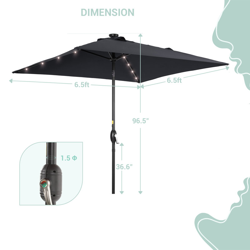 Parasol de marché carré 6,5 po x 6,5 po Salehah, Polyester anthracite