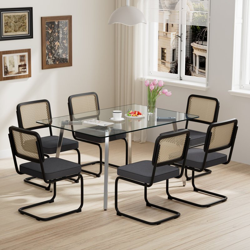 Ensemble de salle à manger rectangulaire, Black, 7