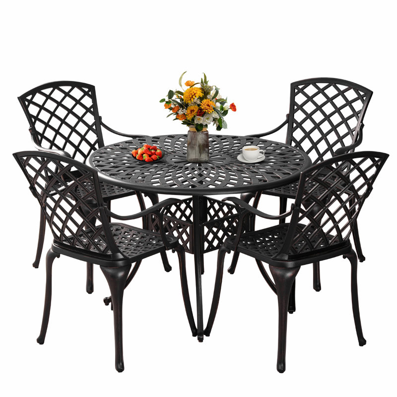 Agosto-Collazo Round 4 - 5 Piece Outdoor Patio Dining Set,Bronze