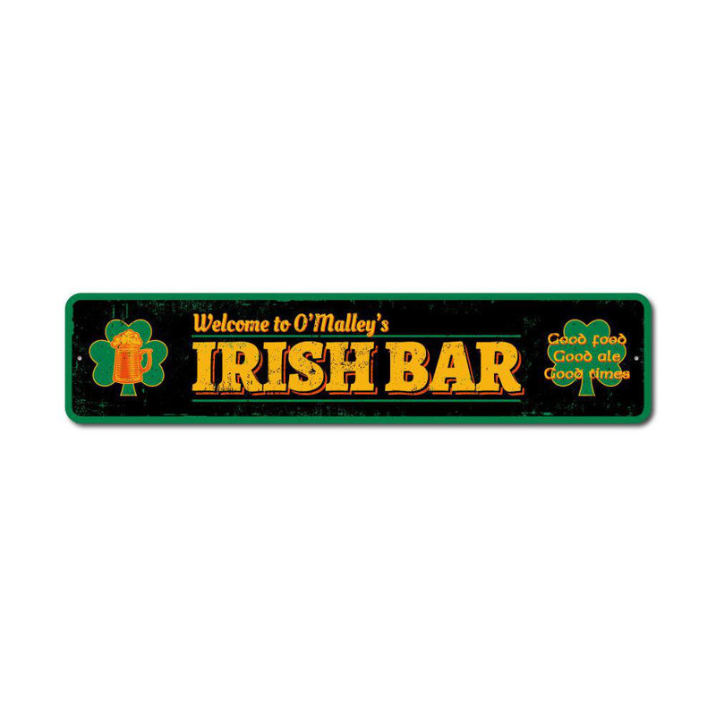 Plaque irlandaise en métal, H 6 po x l 24 po x P 0,06 po