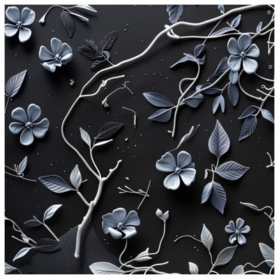 Black And White Flowers Quilted Bedspread