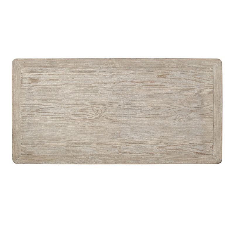 Vandemark Artissance Peking Coffee Table, 47-Inch Long Wooden Coffee Table with Base, White Wash Finish, Rustic