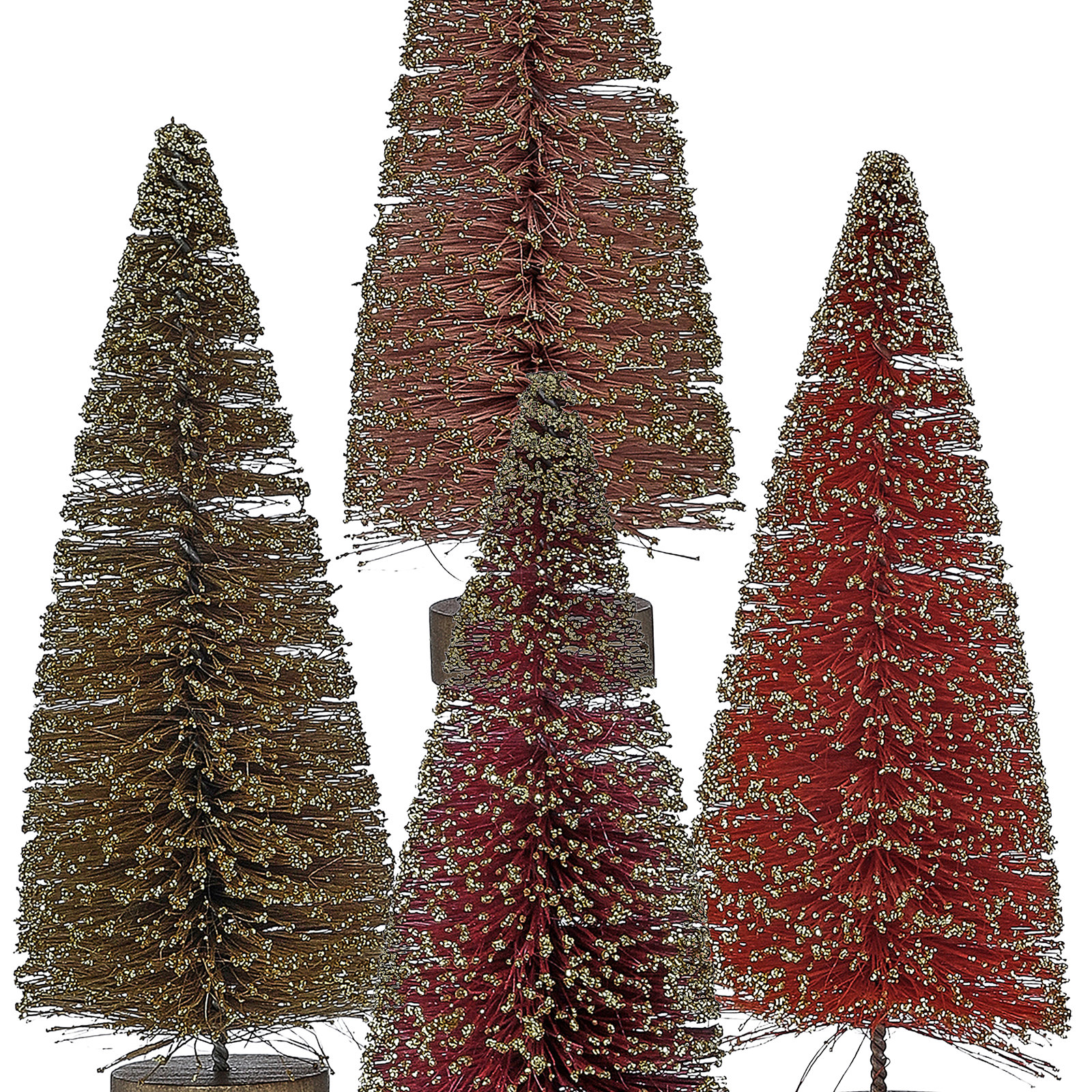 12-Piece Vintage Sisal Tabletop Tree Set, Burgundy/Gold