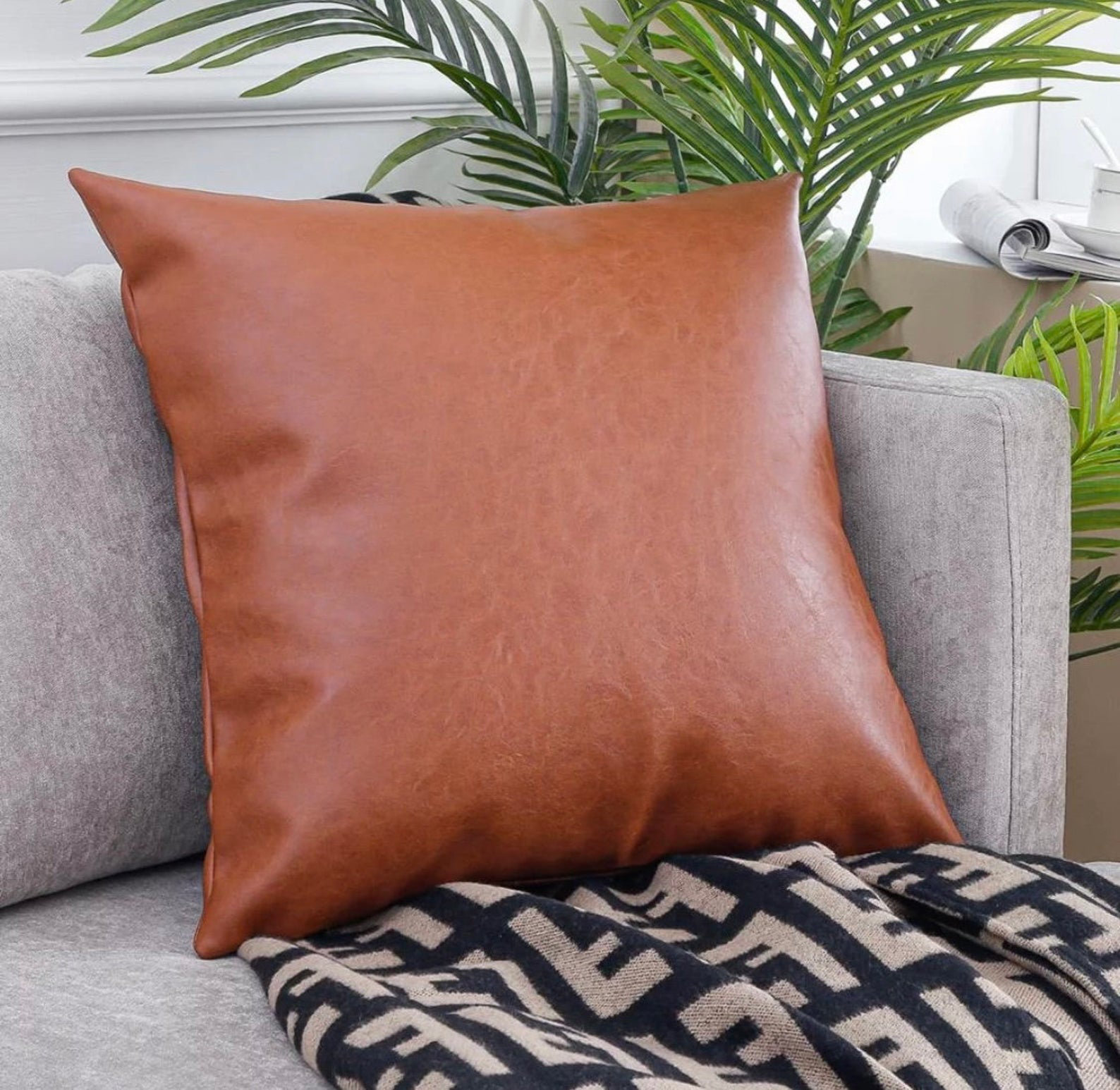 Delmar Decor Faux Leather Throw Pillow Cover Wayfair