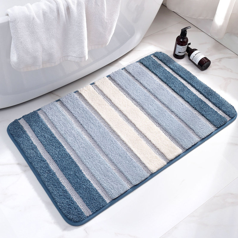 Danimir Microfiber Bath Rug with Non-Slip Backing, Blue, 24" W x 36" L