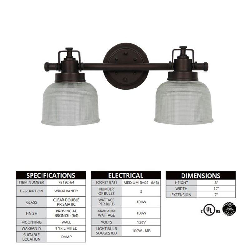 Venlo 2 - Light Dimmable Vanity Light