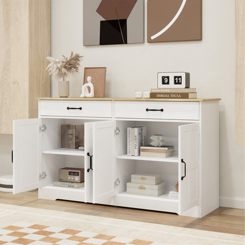 Buffet avec 2 tiroirs et 4 portes Farmhouse Buffet, H 32,09 po x l 55,91 po x P 15,75 po