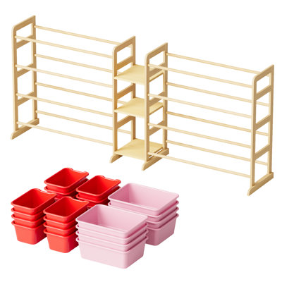 Organisateur de rangement pour jouets avec 3 tablettes et 24 bacs, bibliothèque pour enfants, étagère à jouets