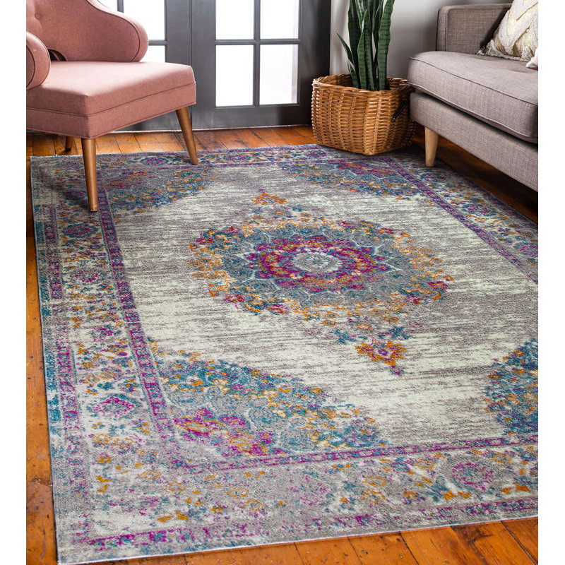 Vintage Medallion Oriental Grey Rug, Runner 1'9" x 5'11"