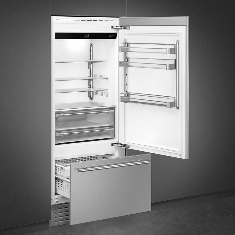 36" Bottom-Mount Refrigerator, Auto Ice Maker, Dual Evaporators And Inverter Compressors, TFT Touch Display