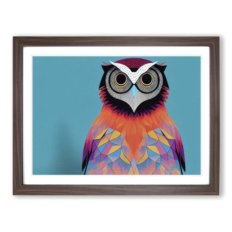 XH1022-8708X Supreme Owl - Single Picture Frame Print, 46cm H x 64cm W x 2cm D, Walnut