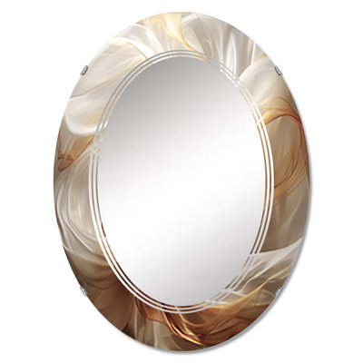 Waldeck Liquid Satisfaction Smooth Tender Orange Waves - Modern Wall Mirror Oval