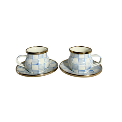 Sky Check Espresso Cup & Saucer Set