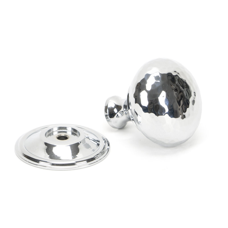 Hammered Mushroom 38mm Diameter Knob, Polished Chrome