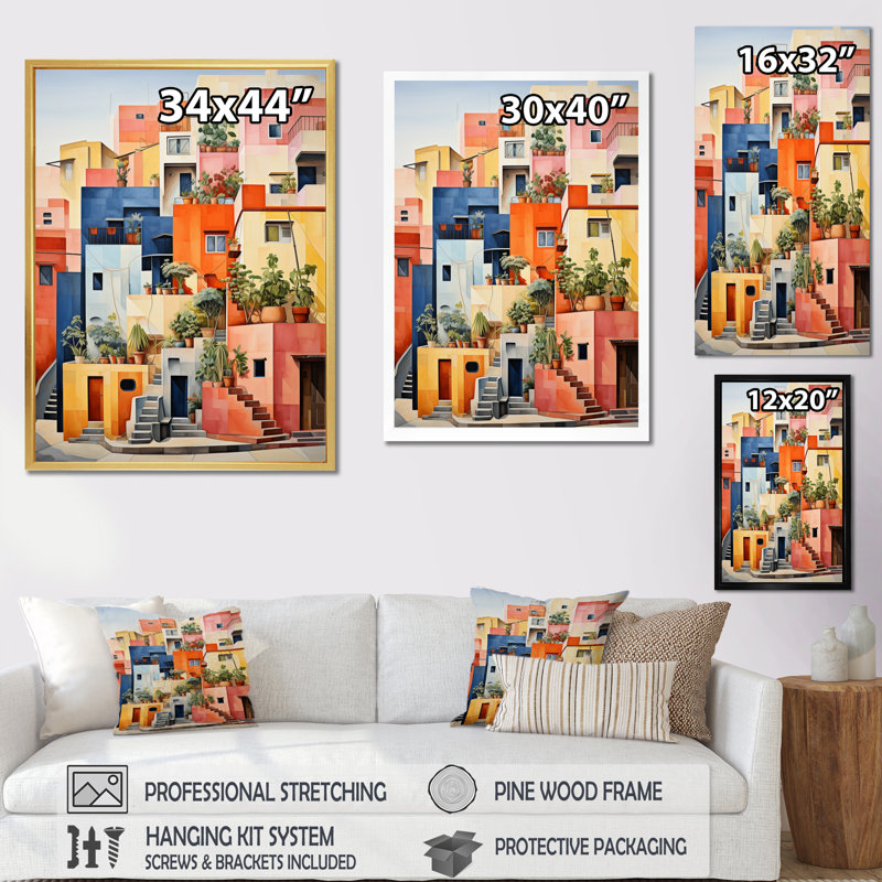 Lyusi coloré Mexique coloré Casas II, H 32 po x l 24 po x P 1 po, Toile tendue