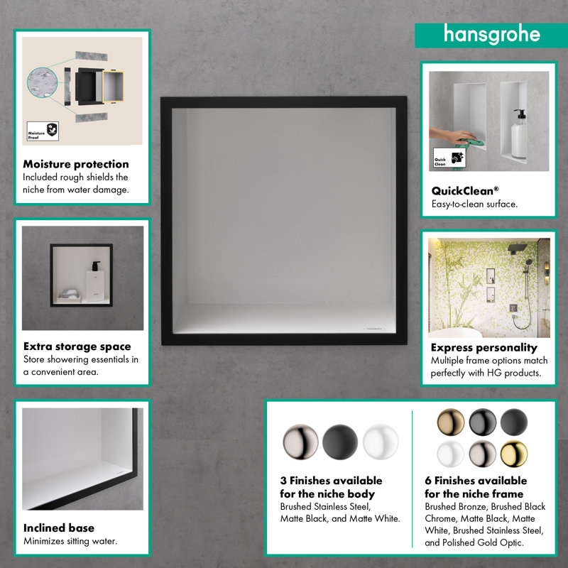 Xtrastoris Individual Wall Niche with Design Frame 15.38" x 15.38" x 4", Brushed Bronze