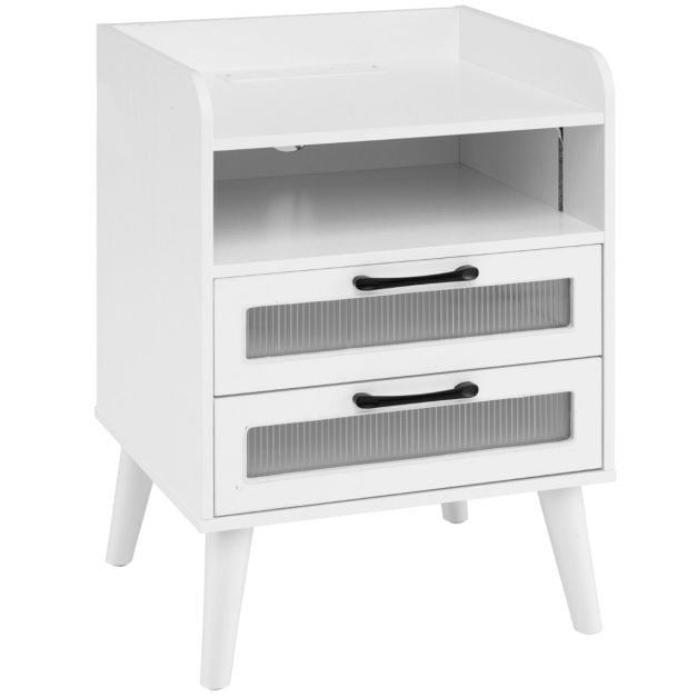 45cm W Manufactured Wood Bedside Table, White