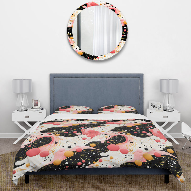Ensemble de housse de couette Popart Dynamic Doodle Dots II, Housse de couette simple + 1 taie décorative stan