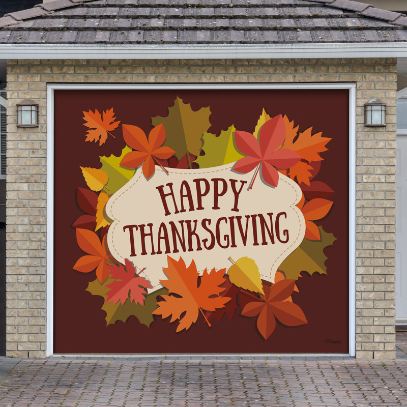 Murale de porte de garage happy thanksgiving automne