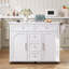 Rolling Wood Kitchen Island With Faux Marble, Storage Cart With Drop Leaf & Power Outlet For Kitchen, Dining Room-1340739885