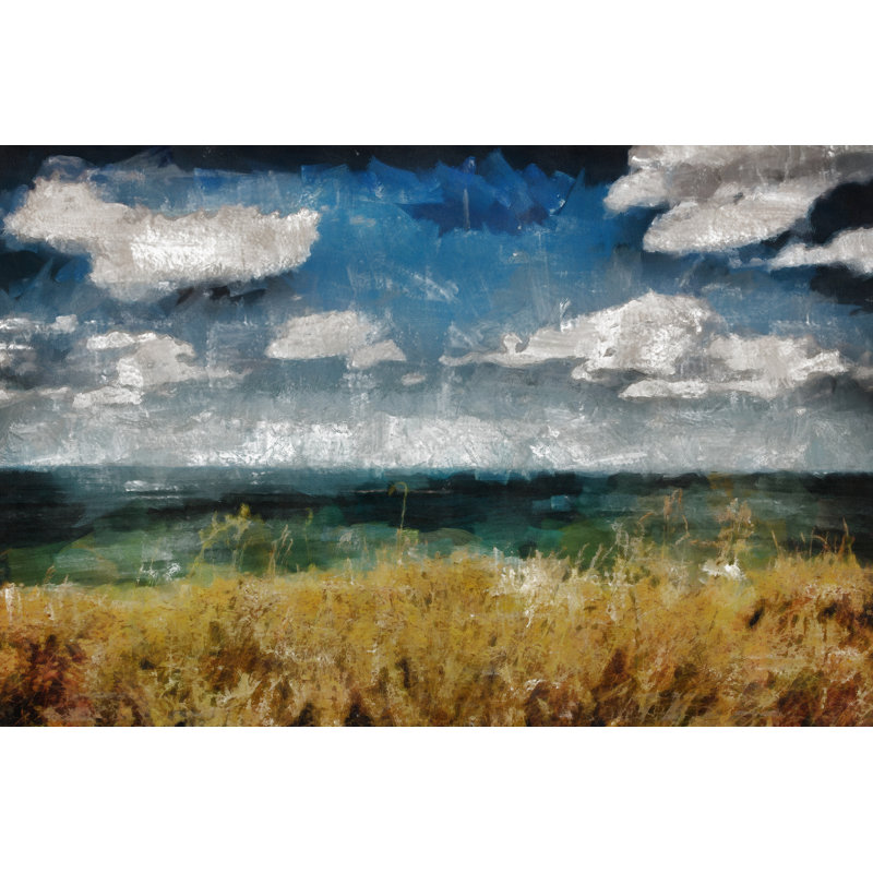 Painted Wheat Field And Clouds - Wrapped Canvas Painting, 30cm H x 46cm W x 3.8cm D
