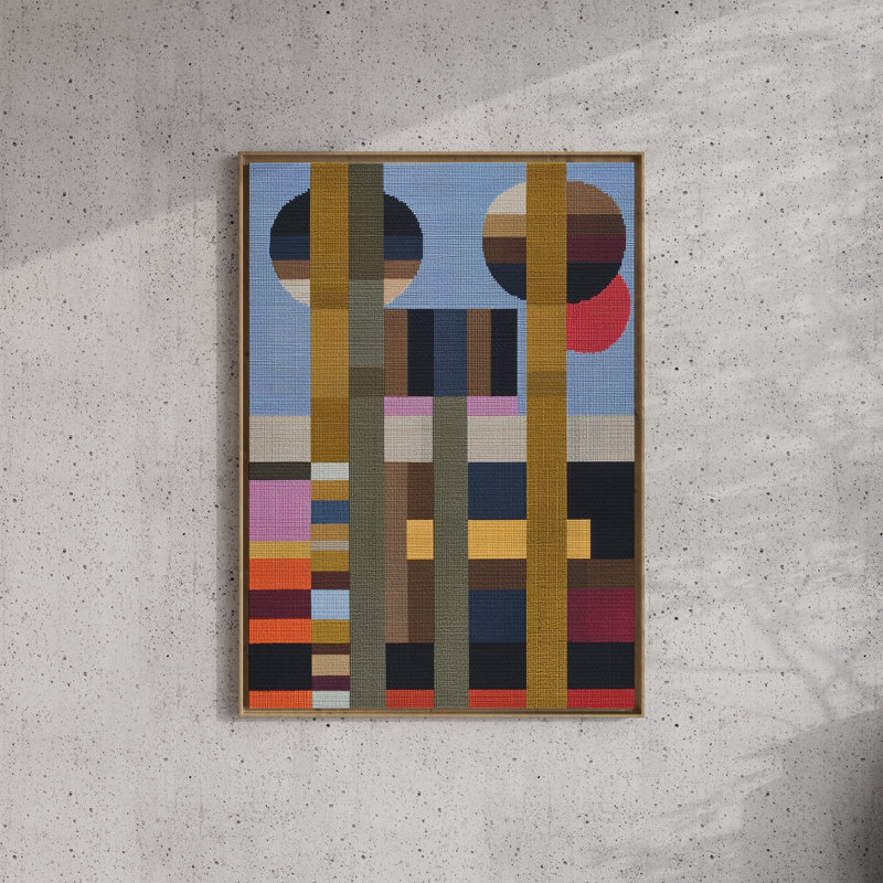 Woven Perspectives No. 13: impression géométrique abstraite, Chêne naturel, 24x30 in
