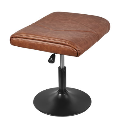 Upholstered Height Adjustable Footrest Stool, Swivel PU Leather Foot Stool, Under Desk & Living Room Ottoman Vanity Accent Stool for Office, Living Room & Vanity