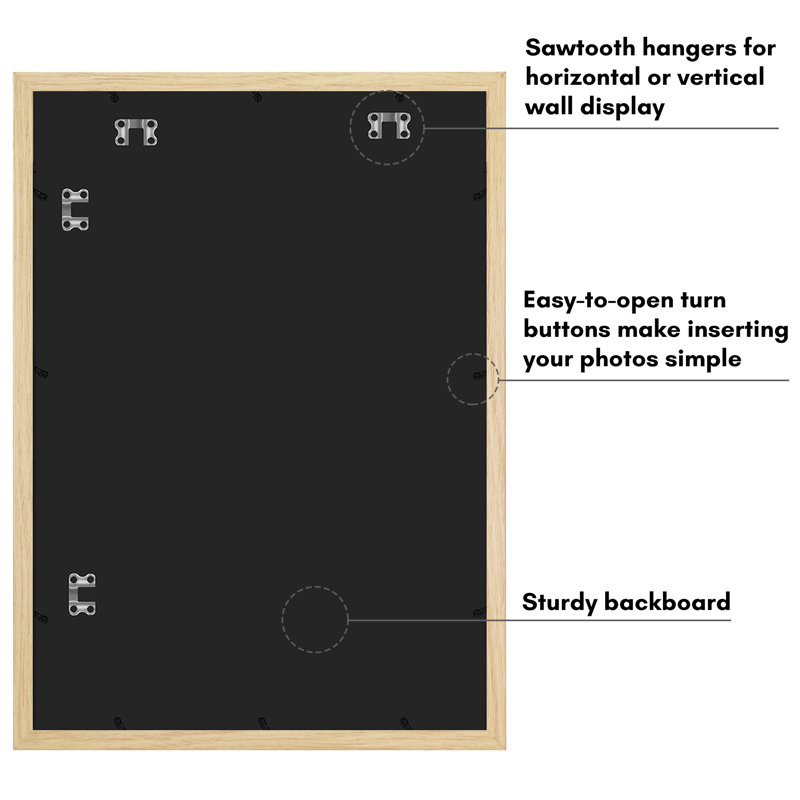 Poster Frame - Wooden Picture Frame with Mat and Plexiglass Cover, 28" x 40" , 24" x 36", Natural Oak