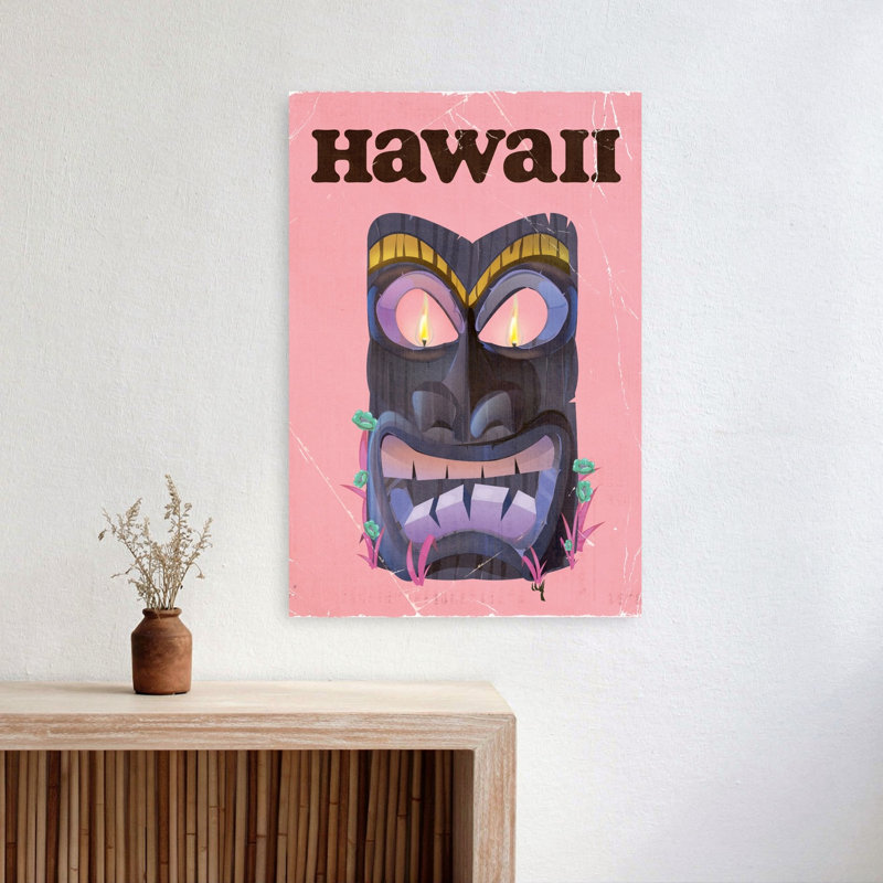 Hawaii Tiki Mask Retro Vintage Tropical Wall Art Print by Nicholas - Wrapped Canvas Print, 60.96cm H x 40.64cm W